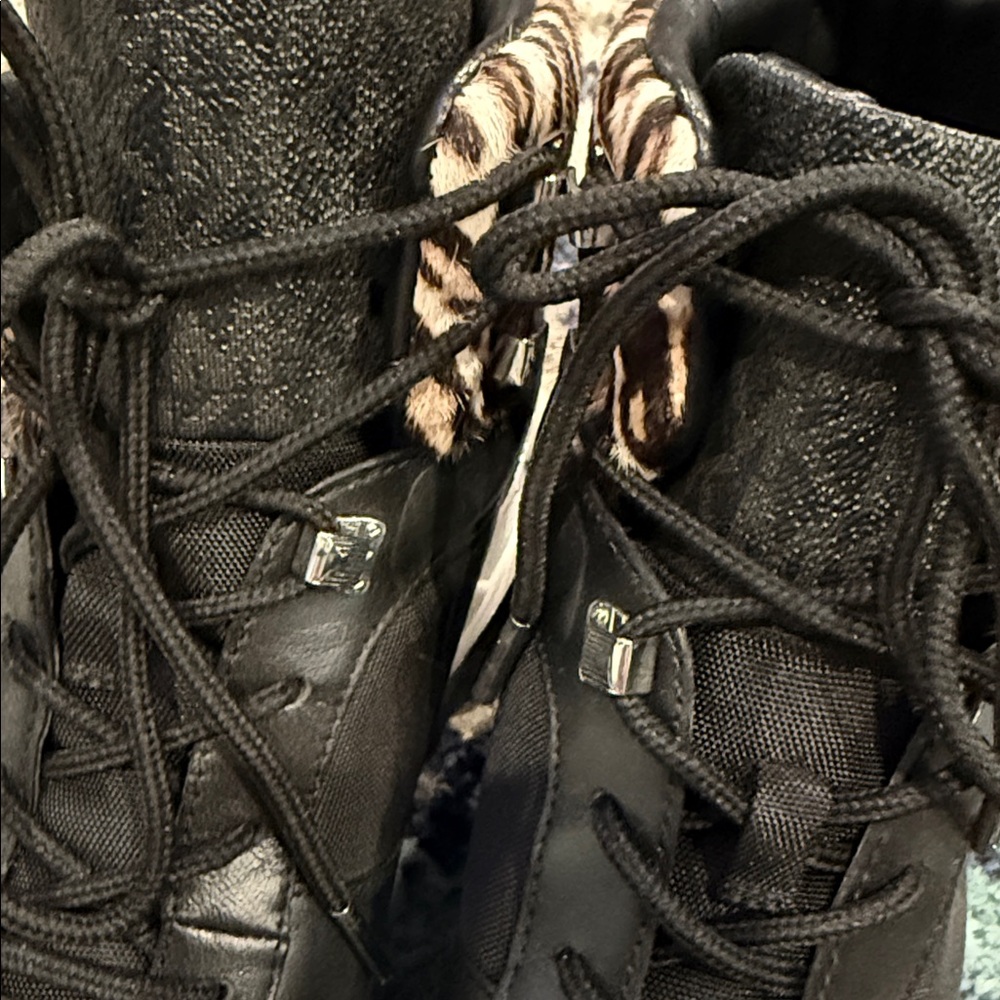 Michael Kors Black and Animal Print Ankle Sneaker/Boot - Picture 2 of 6